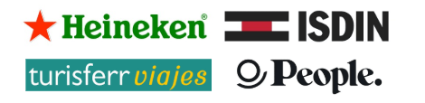 Logos de marcas reconocidas: Heineken, ISDIN, turisferr viajes y People.